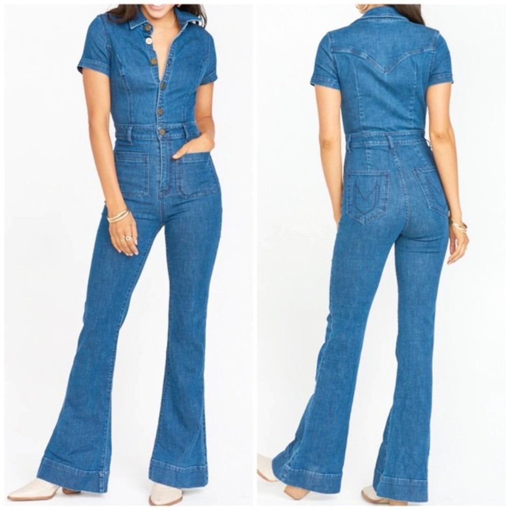 Show Me Your Mumu Everhart Jumpsuit Lunar Blue M